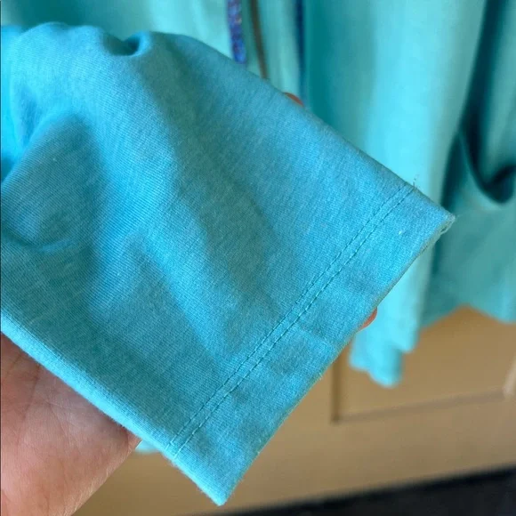 Logo By Lorie Goldstein Lounge XL Turquoise Cape Hoodie Zip Up Cardigan - Picture 5 of 11